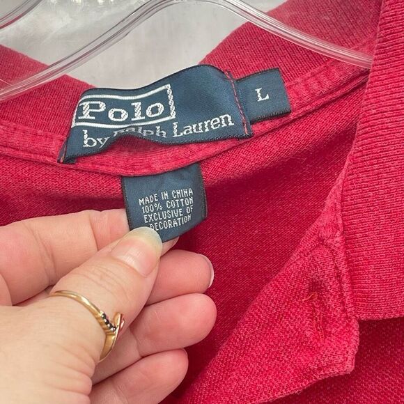 Polo Ralph Lauren Mens Polo Shirt 100% Cotton Logo Short Sleeve Large Red - Picture 6 of 8